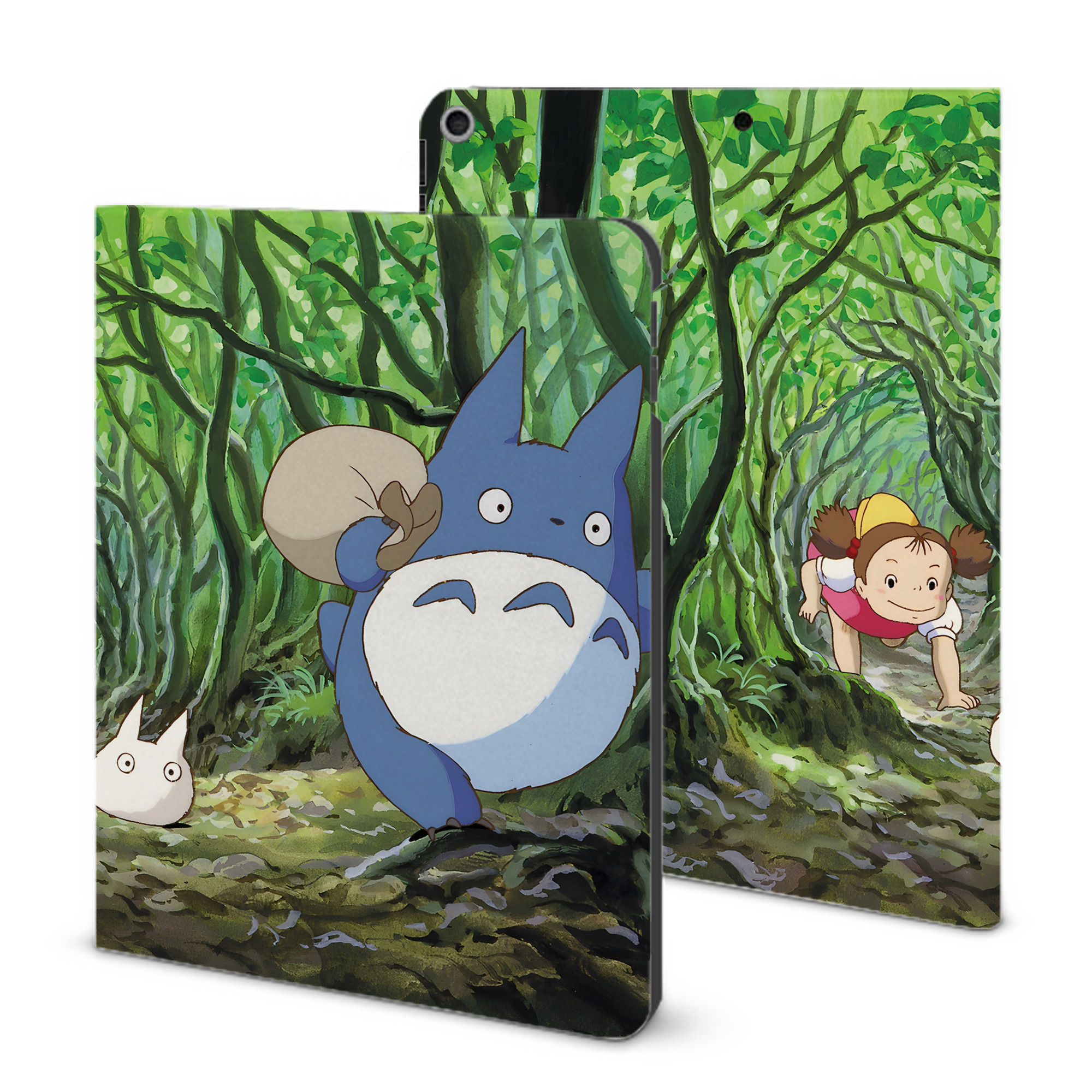 （画像用） となりのトトロ 草壁メイ 草壁サツキ My Neighbor Totoro Satsuki Kusakabe Mei Kusakabe IPad ケース ブック型 PUレザー TPU 耐衝撃 軽量 薄型 ペン収納なし 全面保護 IPad 各モデル対応